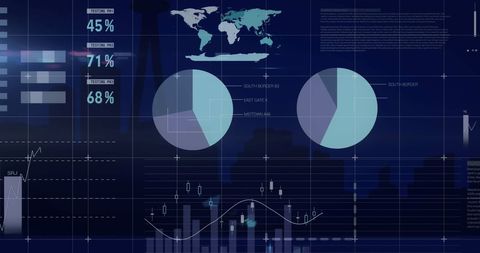 Abstract Data Processing Interface with Cityscape - Download Free Stock Images Pikwizard.com