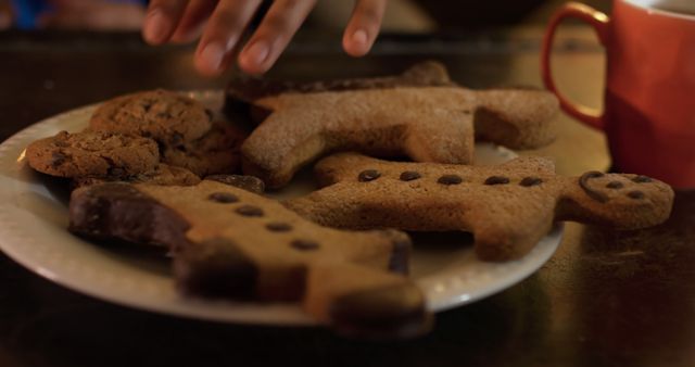 A plate of homemade cookies sits on a table, with copy space - Download Free Stock Photos Pikwizard.com