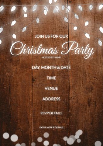 Rustic Christmas Party Invitation with String Lights - Download Free Stock Templates Pikwizard.com