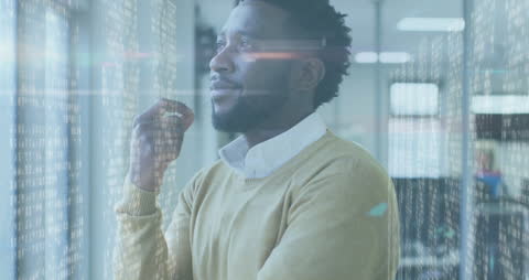 Thoughtful Businessman Analyzing Data Visualization