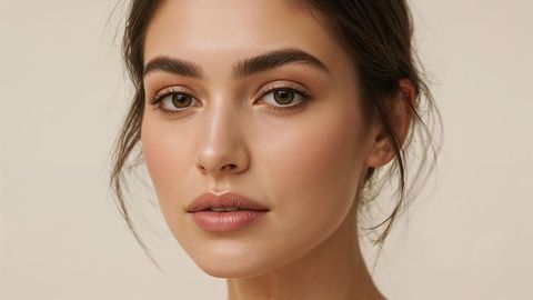 Ai-generated beautiful lady face with natural makeup and smooth skin