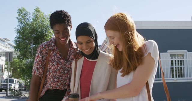 Diverse Friends Smiling and Enjoying Time Outdoors Together - Download Free Stock Images Pikwizard.com