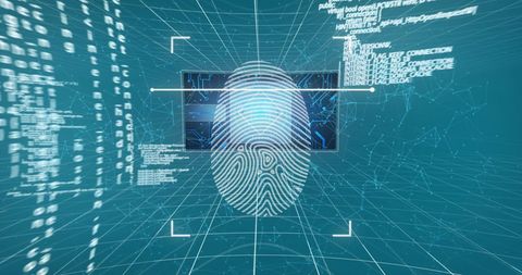 Digital Fingerprint with Abstract Data Security Interface - Download Free Stock Images Pikwizard.com