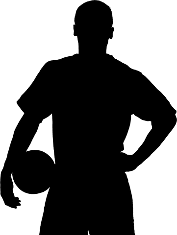 Silhouette of Sportsman Kicking Football on Transparent Background