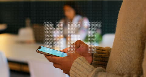 NFT Technology and Mobile Investment Concept in Office Setting