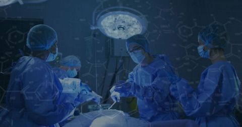 Surgical Team Performing Operation in High-Tech Operating Room