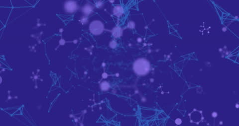 Abstract Network of Digital Connections on Purple Background