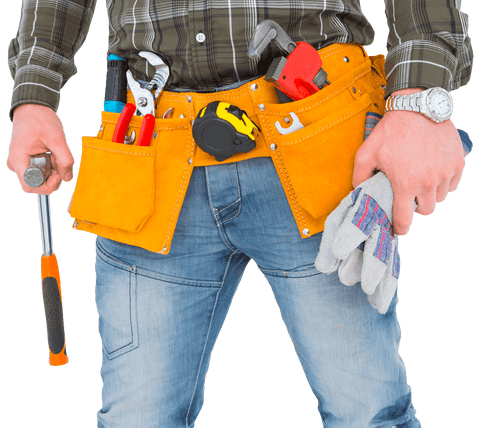 transparent construction worker holding hammer wearing tool belt - Download Free Stock Videos Pikwizard.com