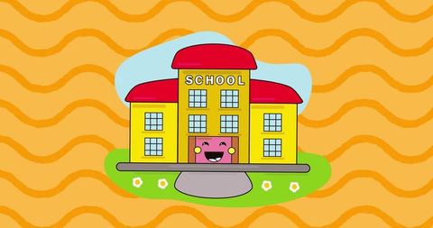 Cheerful smiling school illustration with bright colors