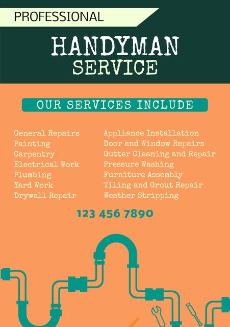 Colorful Professional Handyman Service Flyer with Service List - Download Free Stock Videos Pikwizard.com