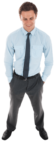 Friendly Businessman Standing with Hands in Pockets Transparent Background