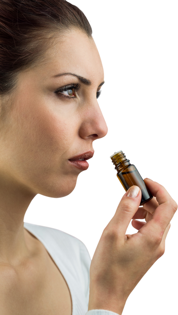 Side Profile of Woman Holding Transparent Medicine Bottle for Healing - Download Free Stock Videos Pikwizard.com