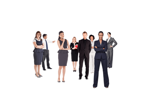 Diverse team of business professionals on transparent background