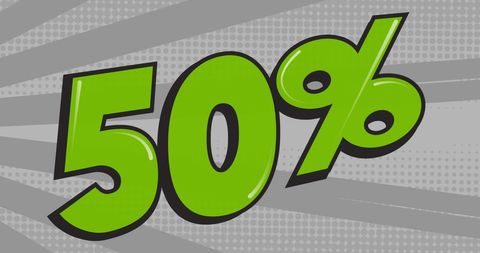 50 percent discount with retro design green text - Download Free Stock Images Pikwizard.com