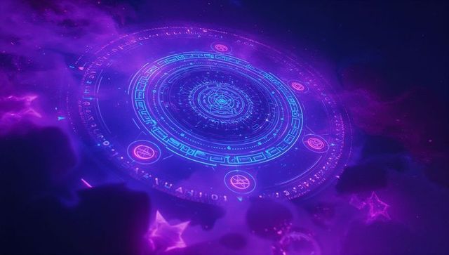 Futuristic Holographic Interface Amidst Cosmic Nebula