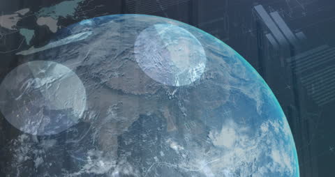 Data Analytics Over Earth with Futuristic Interface Elements