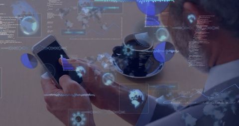 Business Professional Analyzing Data on Smartphone in Modern Setting