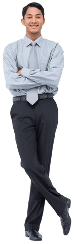 happy biracial businessman standing with folded arms on transparent background - Download Free Stock Videos Pikwizard.com