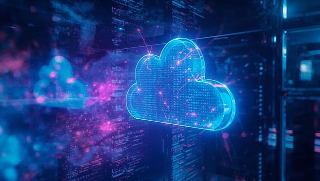 Futuristic Neon Cloud Technology in Modern Server Room