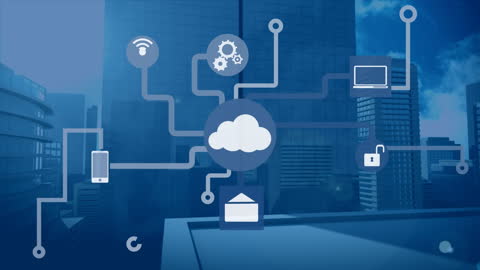 Global Network Connections over Urban Skyline