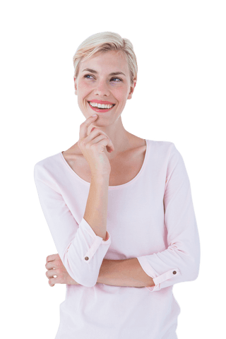 cheerful blonde woman pondering transparent background - Download Free Stock Videos Pikwizard.com