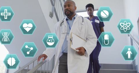 Medical Professionals with Healthcare Technology Icons - Download Free Stock Images Pikwizard.com