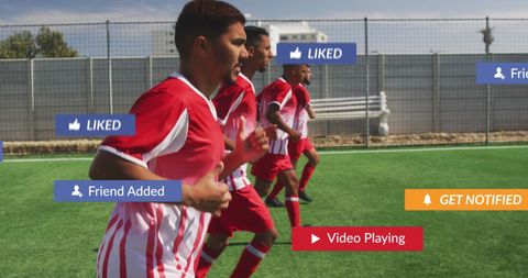 Rugby Players Practicing with Digital Interface Overlays