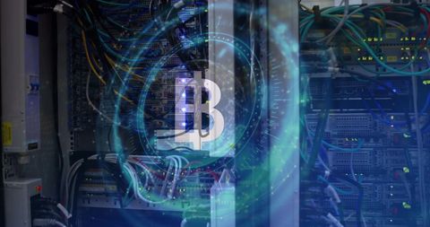 Bitcoin Symbol on Data Center Server Background - Download Free Stock Images Pikwizard.com