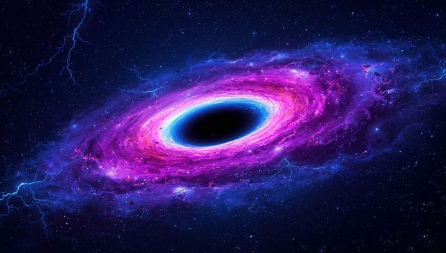 Vibrant Black Hole Displaying Luminous Accretion Disk and Plasma Arcs