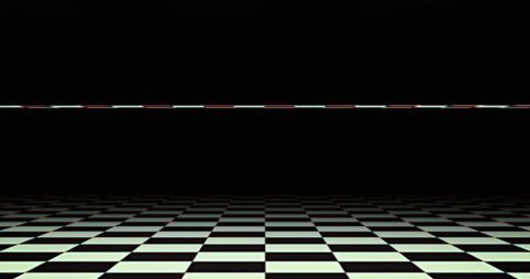 Surreal Checkered Floor with Floating Stripes