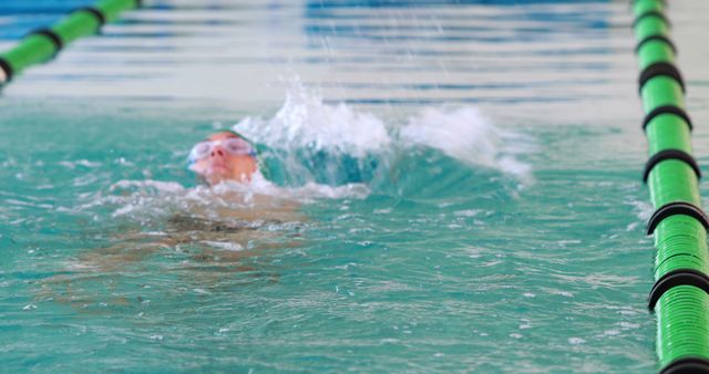 Swimmer Practicing Freestyle in Pool Lane - Download Free Stock Images Pikwizard.com