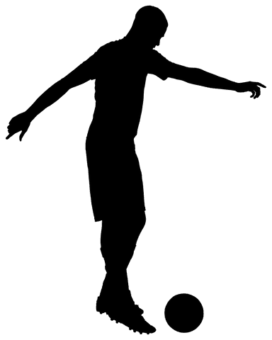 Transparent silhouette of male football player action