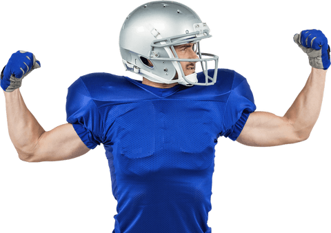 American Football Player Celebrating with Transparent Background