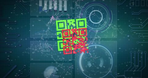 Digital QR Code with Futuristic Data Visualization Background - Download Free Stock Images Pikwizard.com