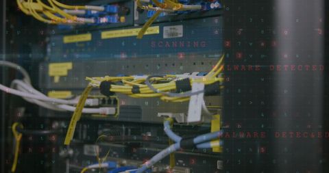 Cybersecurity Warning on Network Server with Data Overlay - Download Free Stock Images Pikwizard.com