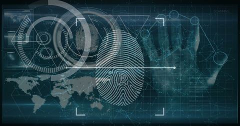 fingerprint biometrics on futuristic blue digital interface - Download Free Stock Images Pikwizard.com