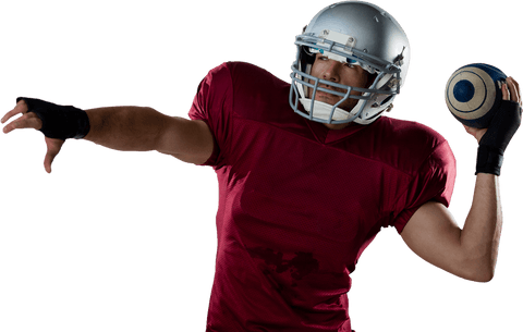 Transparent American Football Player Throwing Ball in Intense Moment