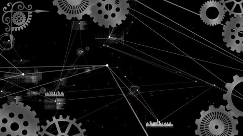 Futuristic Digital Network with Mechanical Gears