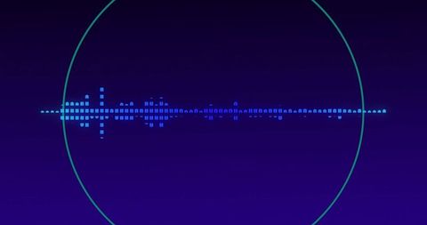 Abstract blue and green sound wave on dark background