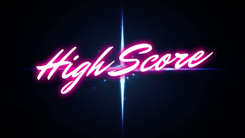 Retro High Score Neon Graphic on Black Background