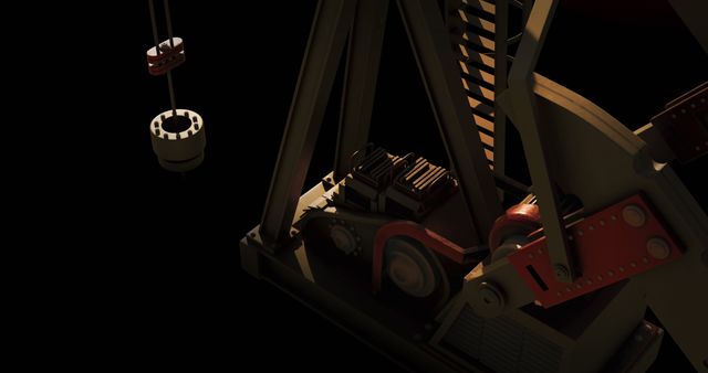 Modern Pumpjack Mechanism in Dramatic Lighting - Download Free Stock Images Pikwizard.com