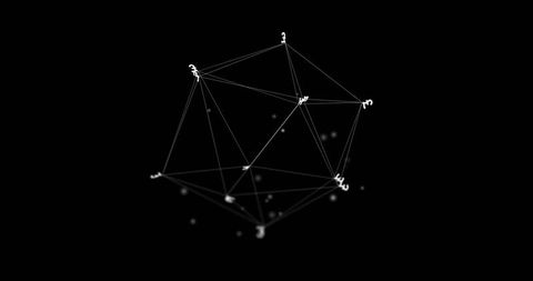 Glowing wireframe network cube visualizing data connectivity and futuristic digital mesh