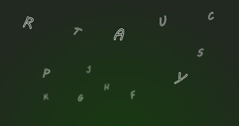 Scattered alphabet letters on dark green background