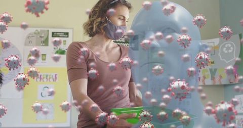 Teacher Maintaining Safety Protocols Amidst Pandemic