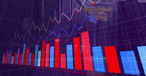 Dynamic Financial Data Visualized Over Warehouse Background - Download Free Stock Images Pikwizard.com
