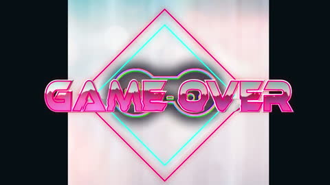Neon Game Over Text with Gamepad Icon Backdrop