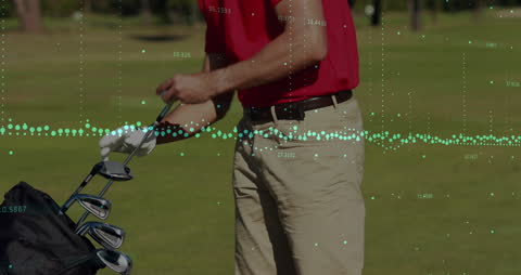 Golfer Analyzing Data Insights During Game