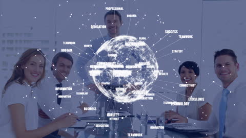 Diverse Business Team with Futuristic Global Connectivity Interface