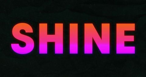 Bold shine neon gradient typography poster glowing orange to magenta retro vaporwave text