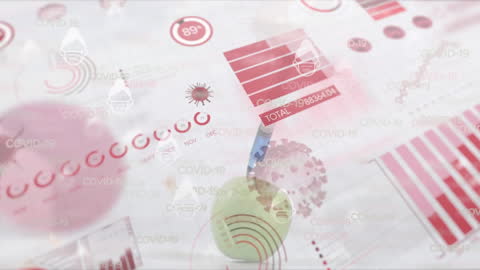 Animated Infographic of COVID-19 Data Overlaid on Apple and Syringe